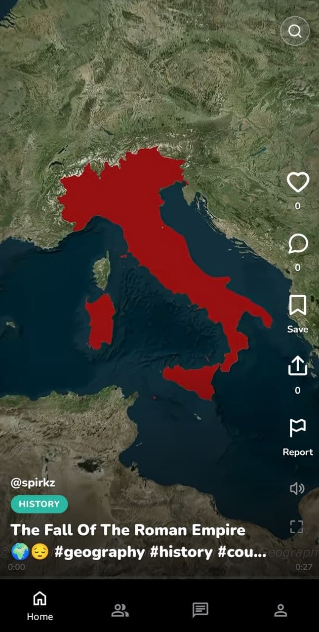 The spirkz feed playing a History lesson: The Fall of the Roman Empire, 27 seconds long
